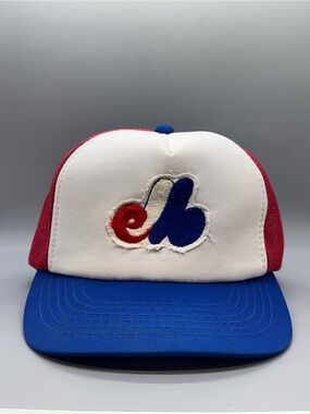 Vintage 1980’s Montreal Expos Trucker Hat Licensed MLB Cap – Made in Korea
